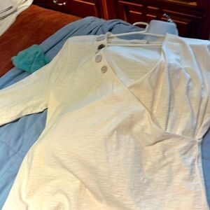 PL long sleeved creme colored top with detail buttons - only opened for photo